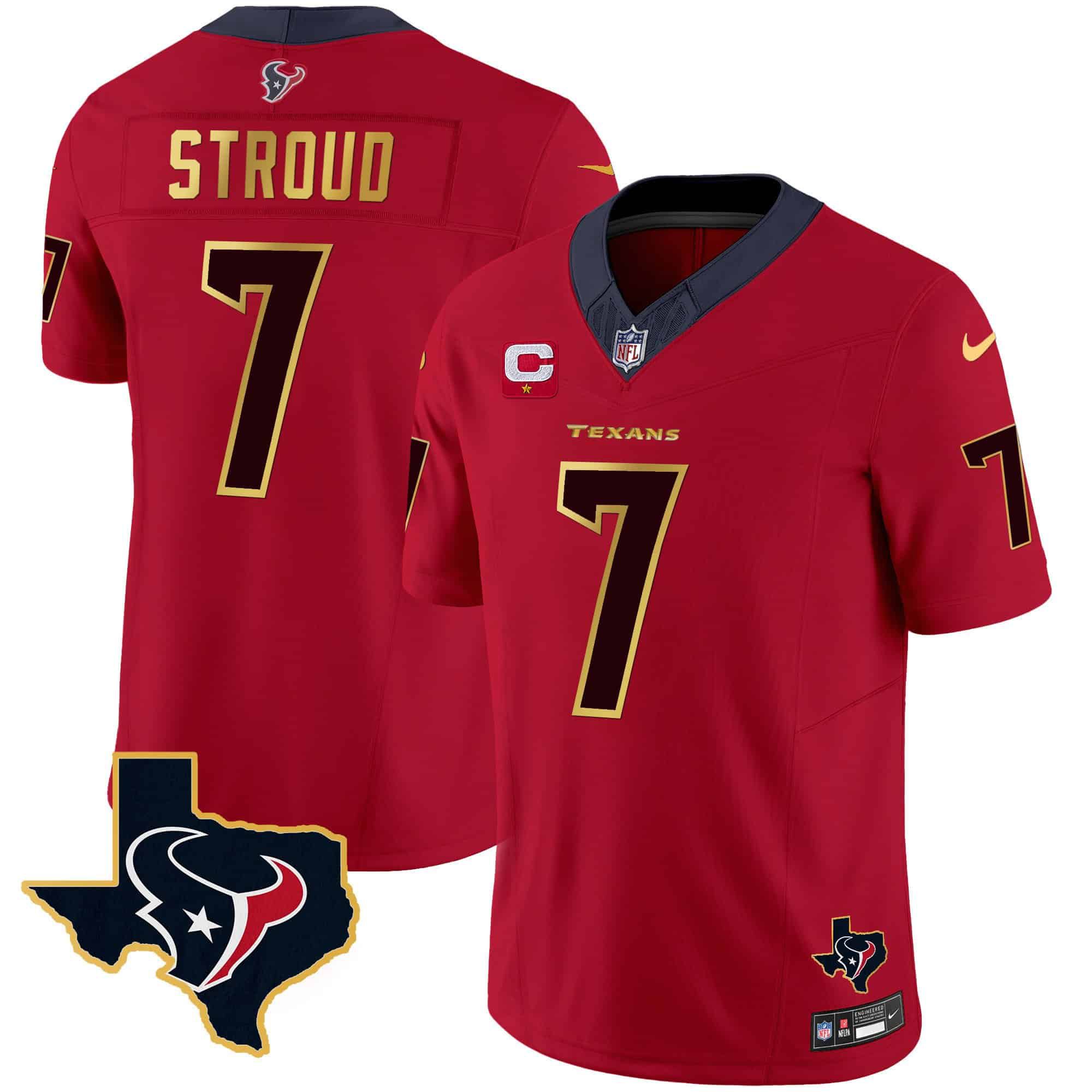 Men Houston Texans #7 Stroud Red Gold 2024 Nike Trim Vapor NFL Jersey->indianapolis colts->NFL Jersey